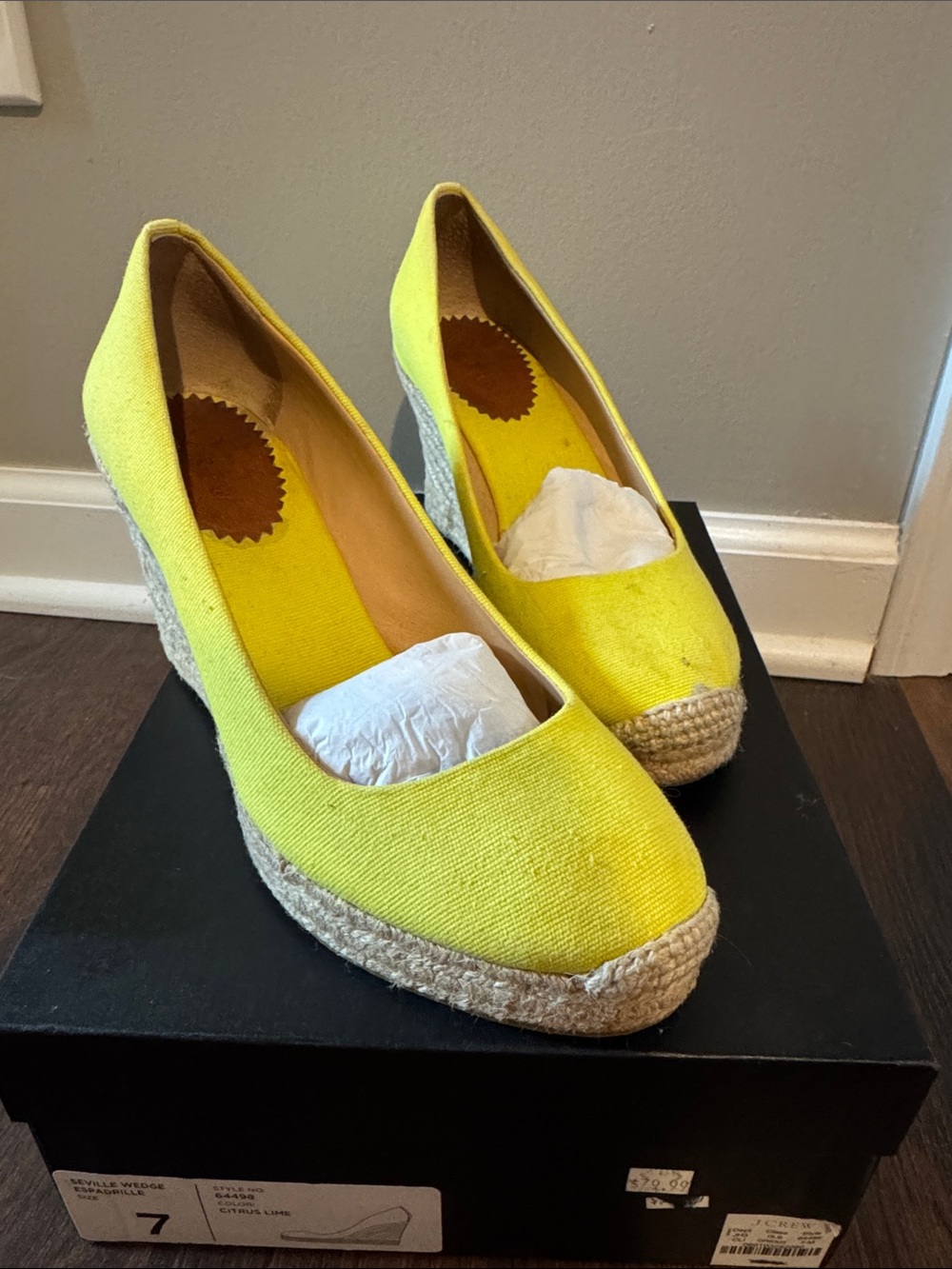 Women’s Yellow Espadrille Wedge Pumps